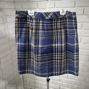 G.H. Bass & Co. Ladies Lightweight Size 14 Blue/Grey/Tan Plaid Skirt